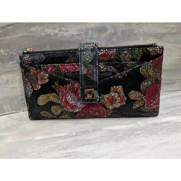Lodis Handbags - Lodis Floral Pattern Credit Card Wallet W/Snap Closure Zip Pocket ID Case